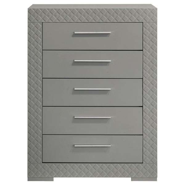 Coaster Ives 5-Drawer Bedroom Chest Of Drawers Grey High Gloss