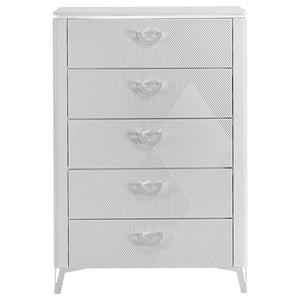 Coaster Cassia 5-Drawer Bedroom Chest Of Drawers White High Gloss