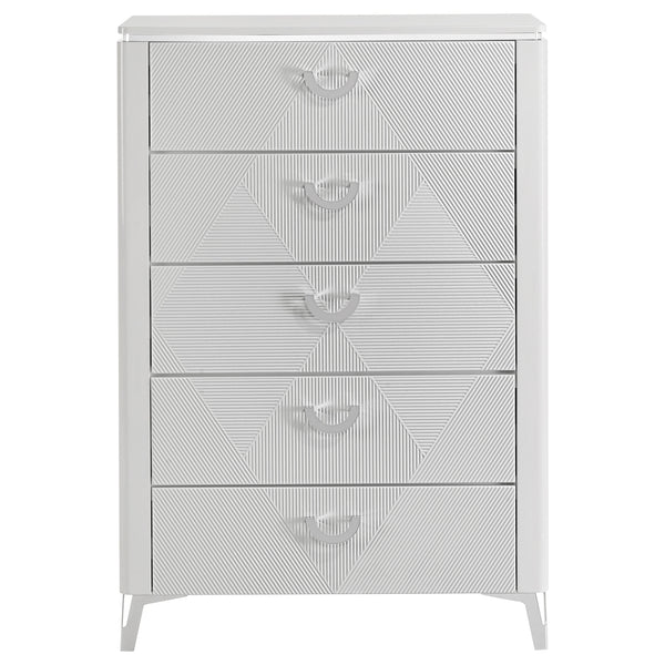 Coaster Cassia 5-Drawer Bedroom Chest Of Drawers White High Gloss