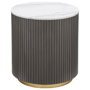 Coaster Jason 2-Piece Round Marble Coffee & End Table Set White