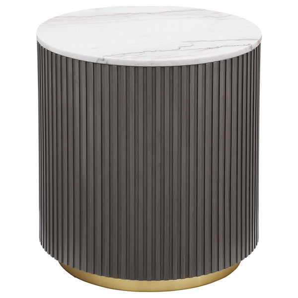 Coaster Jason 2-Piece Round Marble Coffee & End Table Set White