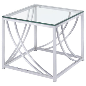 Coaster Lille 2-Piece Glass Top Coffee & End Table Set Chrome