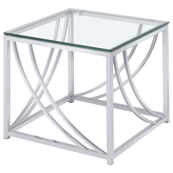Coaster Lille 2-Piece Glass Top Coffee & End Table Set Chrome
