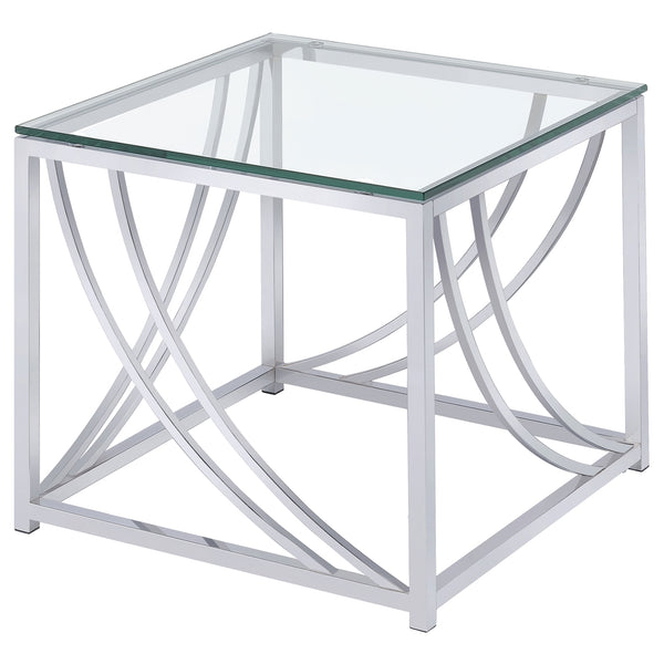 Coaster Lille 3-Piece Glass Top Coffee & End Table Set Chrome