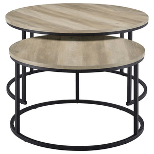Coaster Lainey 2-Piece Round Nesting Coffee Table Distressed Pine