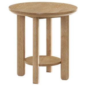 Coaster Ottowa 3-Piece Round Wood Coffee Table Set Washed Oak