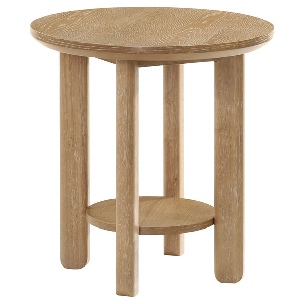 Coaster Ottowa 3-Piece Round Wood Coffee Table Set Washed Oak