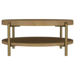 Coaster Arini Round Coffee Table With Storage Shelf Sand Wash
