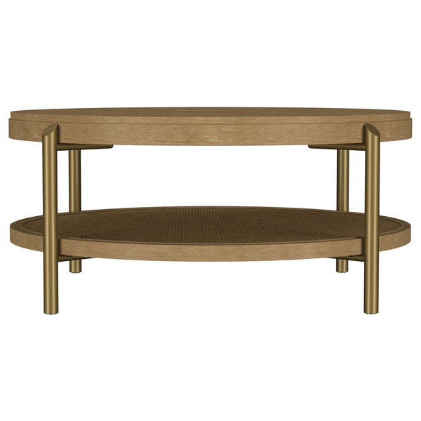 Coaster Arini Round Coffee Table With Storage Shelf Sand Wash