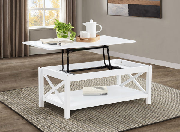 Coaster Skyview 44-Inch Rectangular Lift Top Coffee Table White