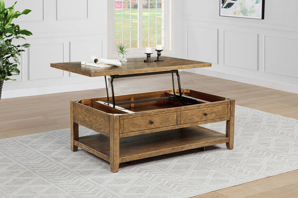 Coaster Payne 48-Inch Mobile Lift Top Coffee Table Distressed Brown