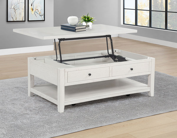 Coaster Payne 48-Inch Mobile Lift Top Coffee Table Distressed White