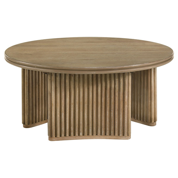 Coaster Adina 36-Inch Round Wood Coffee Table Distressed Light Brown