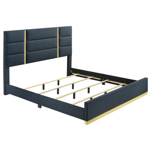 Coaster Ines 5-Piece King Bedroom Set Navy & White High Gloss
