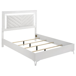 Coaster Cassia 5-Piece Queen LED Bedroom Set White High Gloss