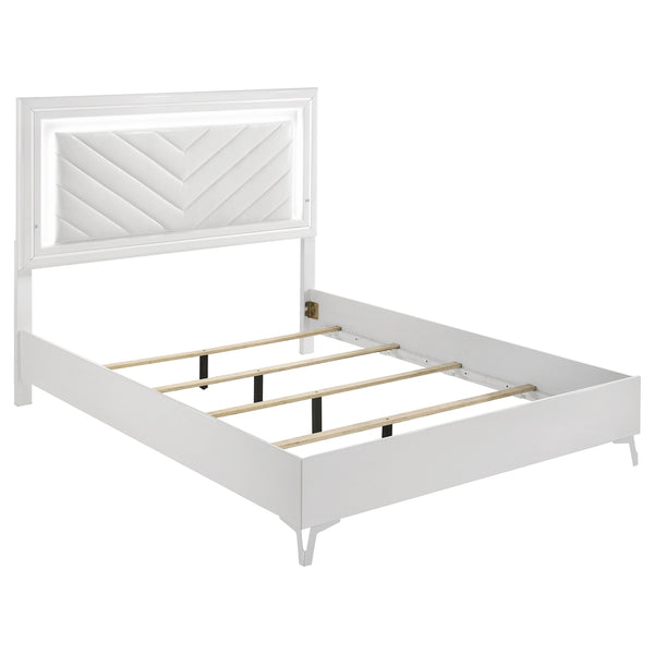 Coaster Cassia 5-Piece Queen LED Bedroom Set White High Gloss