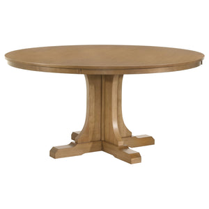 Coaster Hartville 7-Piece Round Dining Table Set Natural Light Brown