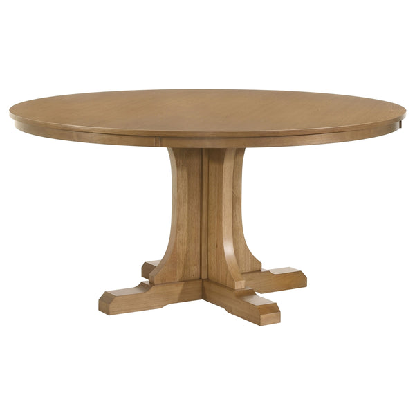 Coaster Hartville 7-Piece Round Dining Table Set Natural Light Brown