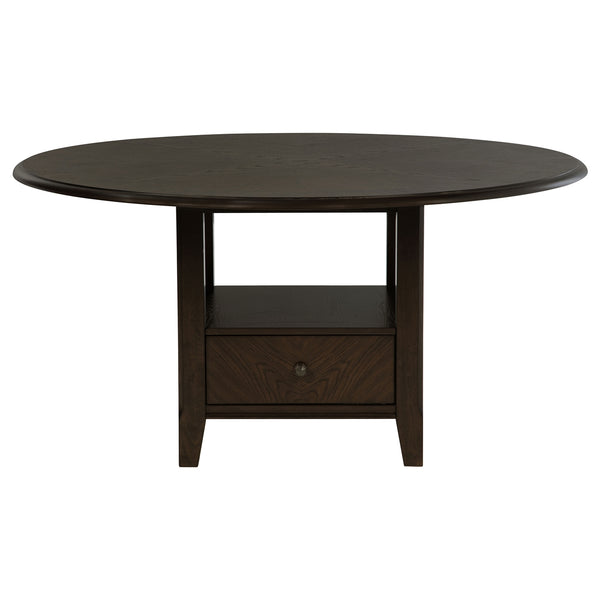 Coaster Twyla 60-Inch Round Dining Table With Drawer Dark Cocoa