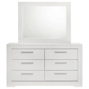 Coaster Ives 6-Drawer Dresser & Mirror White High Gloss