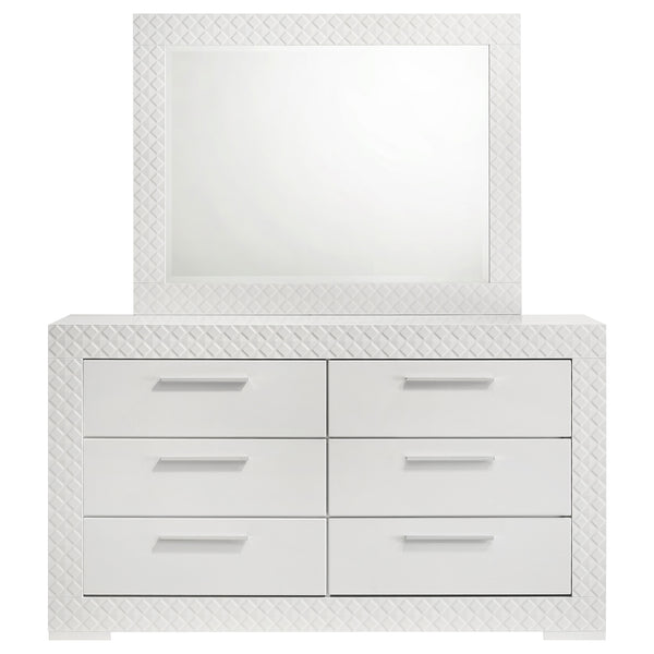 Coaster Ives 6-Drawer Dresser & Mirror White High Gloss