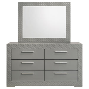 Coaster Ives 6-Drawer Dresser & Mirror Grey High Gloss