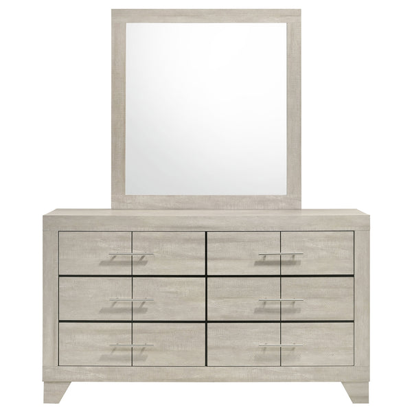 Coaster Trenton 6-Drawer Bedroom Dresser With Mirror Rustic Cream