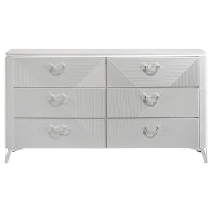 Coaster Cassia 6-Drawer Bedroom Dresser Cabinet White High Gloss