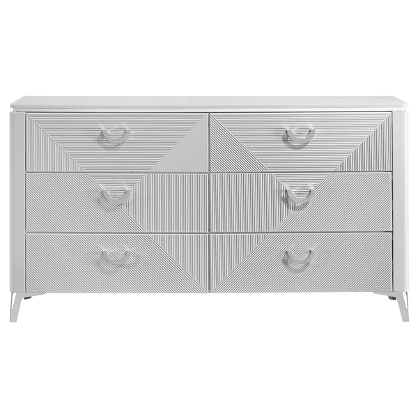 Coaster Cassia 6-Drawer Bedroom Dresser Cabinet White High Gloss
