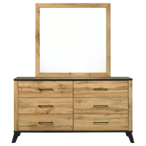 Coaster Kaywood 6-Drawer Dresser & Mirror Natural Pine