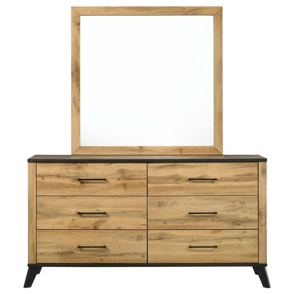 Coaster Kaywood 6-Drawer Dresser & Mirror Natural Pine