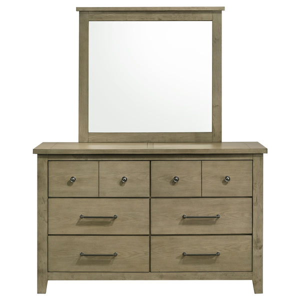 Coaster Hazlewood 6-Drawer Bedroom Dresser With Mirror Vineyard Oak