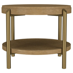 Coaster Arini Round End Side Table With Storage Shelf Sand Wash