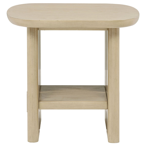 Coaster Kailani Coastal Square End Side Table With Shelf Beige Oak