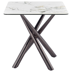 Coaster Carvell Square Sintered Stone End Side Table Mirage White