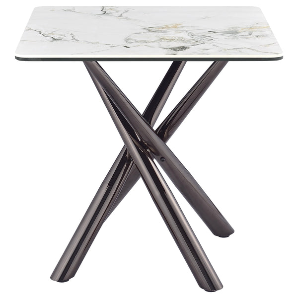 Coaster Carvell Square Sintered Stone End Side Table Mirage White
