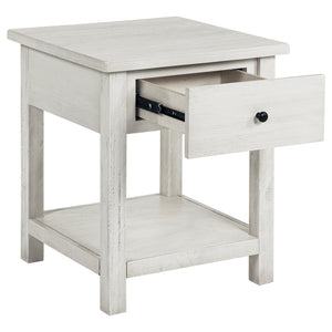 Coaster Payne 1-Drawer Wood End Table With Shelf Distressed White