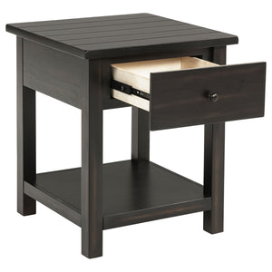 Coaster Payne 1-Drawer Wood End Table With Shelf Distressed Java