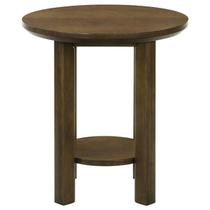 Coaster Ottowa 22-Inch Round Wood Side End Table With Shelf Brown