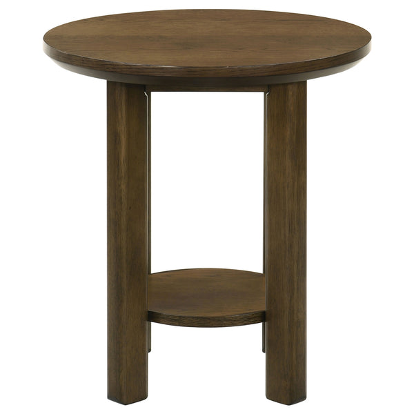 Coaster Ottowa 22-Inch Round Wood Side End Table With Shelf Brown