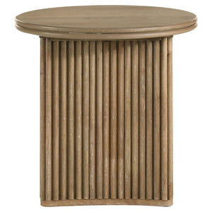 Coaster Adina Round Wood Side End Table Distressed Light Brown
