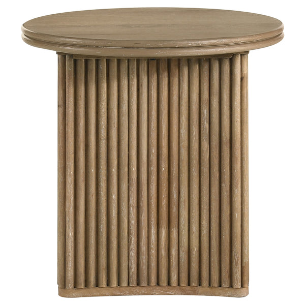 Coaster Adina Round Wood Side End Table Distressed Light Brown