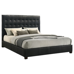Coaster Medley Genuine Leather King Platform Bed Black