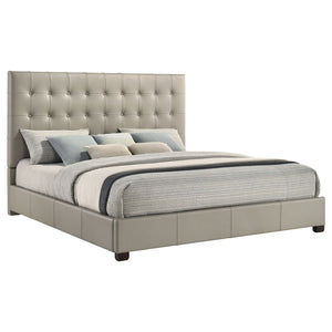 Coaster Medley Genuine Leather King Platform Bed Tan