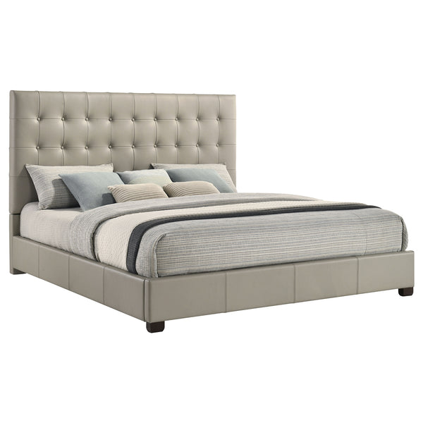 Coaster Medley Genuine Leather King Platform Bed Tan