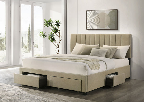 Coaster Wheatland 4-Drawer Upholstered King Storage Bed Brown