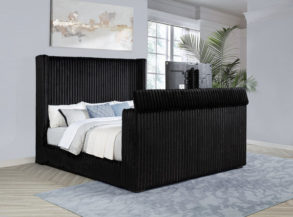 Coaster Centergrove Upholstered King Wingback Tv Bed Black