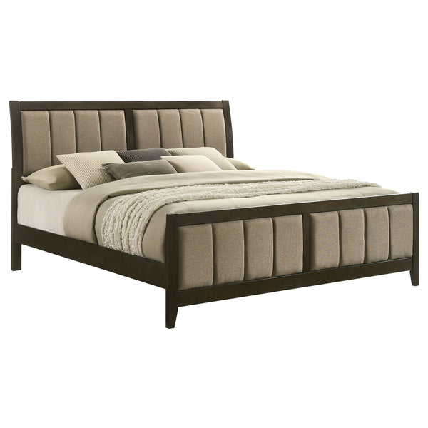 Coaster Wilkes 51-Inch Upholstered King Bed Dark Cocoa