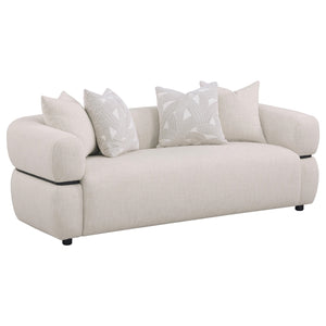 Coaster Jeanette 3-Piece Fabric Upholstered Round Arm Sofa Set Beige