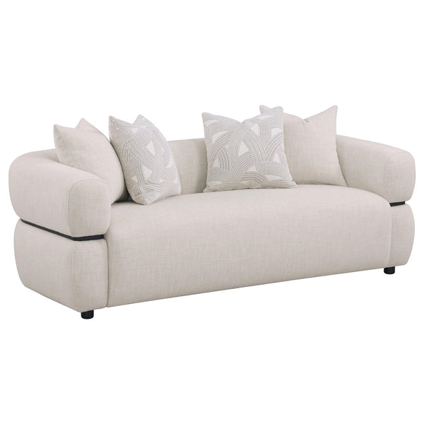 Coaster Jeanette 3-Piece Fabric Upholstered Round Arm Sofa Set Beige